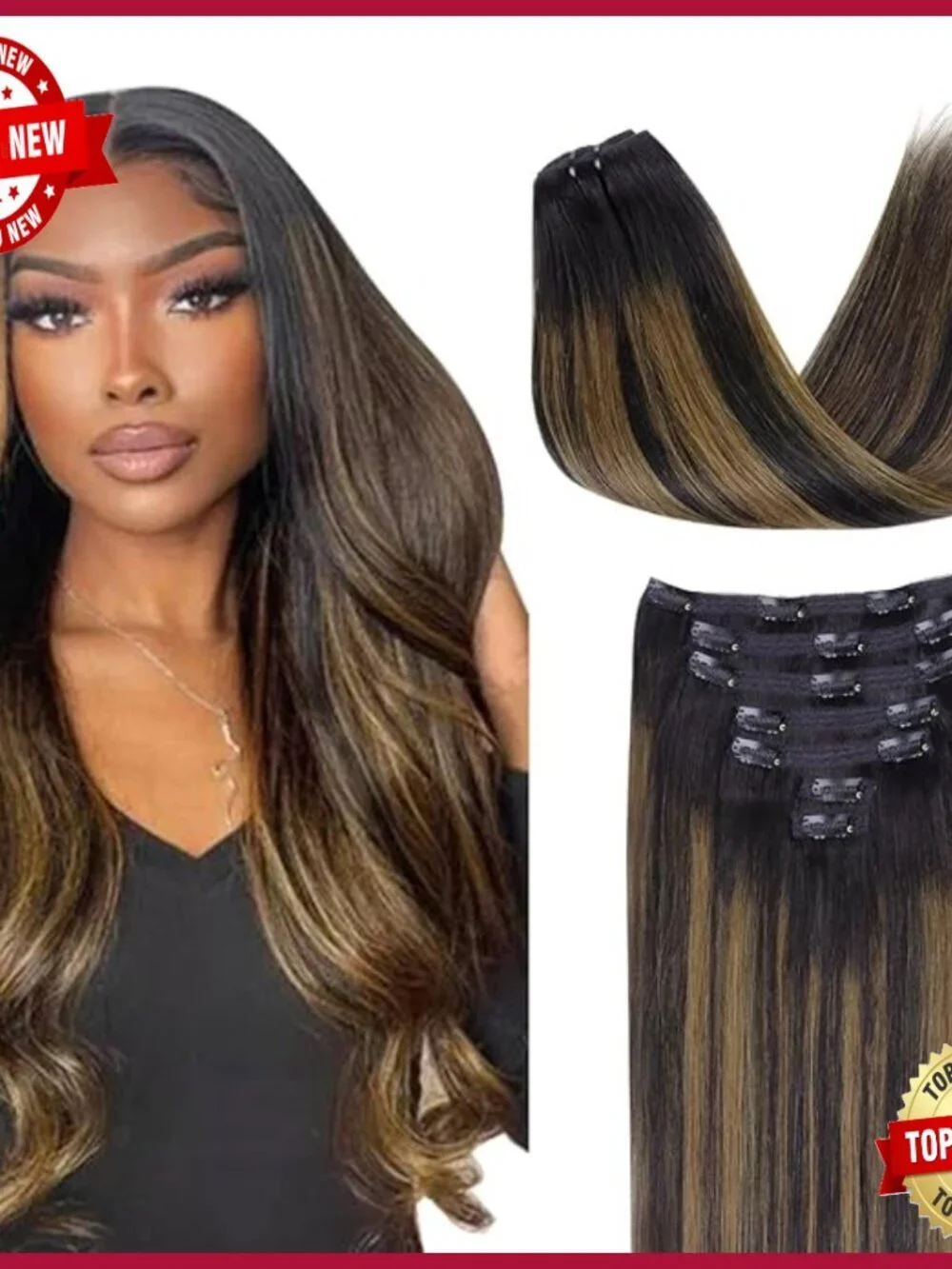 120g 7pc Clip-In Human Hair Extensions 18 Inch Straight Soft